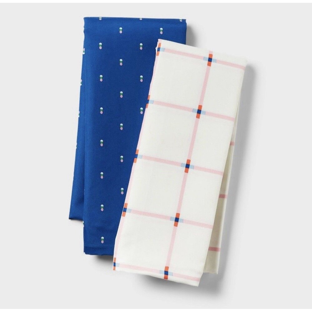 Room Essentials Body Pillow Covers 2 Pack Blue Dot Pink Grid 20x52